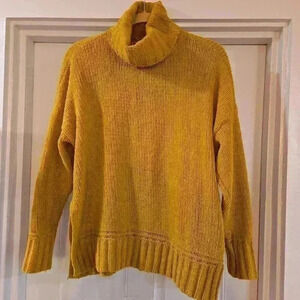 Aerie Womens Turtleneck Oversized Loose Knit Sweater Mustard Yellow Size XS